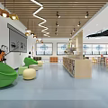 School Bright Classroom With Colorful Tables Chairs Windows And Learning Shelves