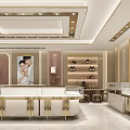 Luxury Jewelry Store Interior with Elegant Display Counters Bright Lighting and Golden Accents