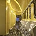 Modern Public Toilet Interior Design With Marble Floor Urinals And Cubicles
