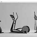 Modern Fitness Equipment Collection Featuring Exercise Bike Elliptical Trainer Treadmill And Dumbbell Rack