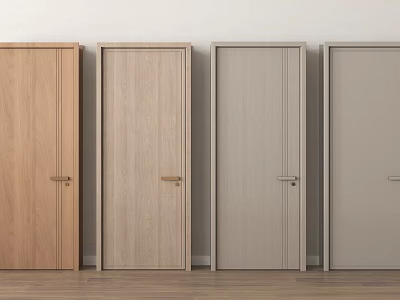 Modern Single Door Bedroom Door Wooden Door 3d model