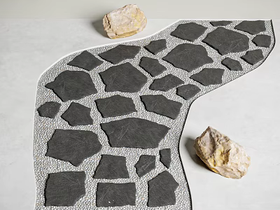 Black Stone Stepping Stones Path With Pebble Gaps And Natural Stones 3d model