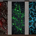 Rock Texture Background Wall With Illuminated Red Green Blue LED Details