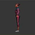 Cartoon Style 3D Character With Red Hair Colorful Jacket Yellow Top And White Shoes