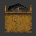 Orange Worn Skip Bin Filled With Black Waste On Dark Surface SKIP HIRE 3d model
