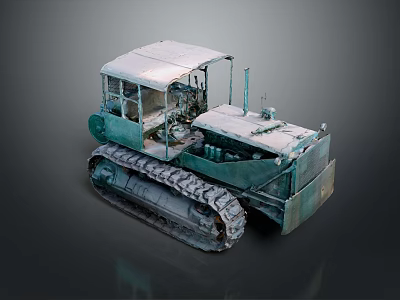 Weathered Green Tracked Utility Vehicle With Industrial Cab For Construction Tasks 3d model