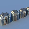 Multi Storey Residential Buildings Exterior Featuring Red Roof Balconies Gray White Walls And Decorative Details