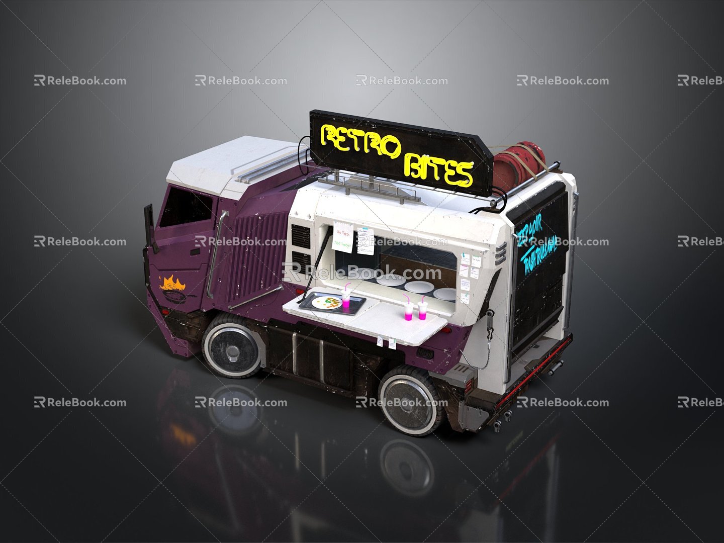 Food Truck Food Vending Vehicle Mobile Food Truck Mobile Vendor Mobile Vendor Car Dining Car Mobile Dining Car 3d model