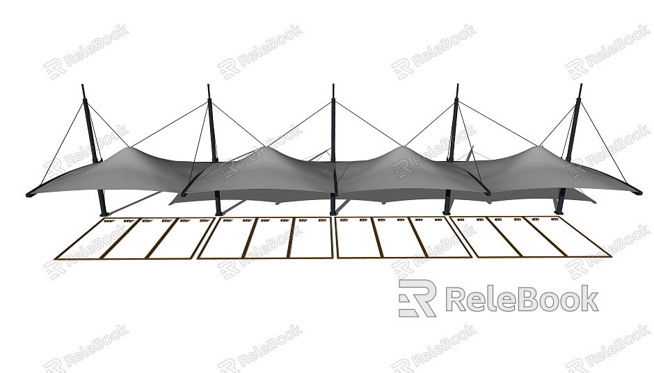 Modern tensioned film parking canopy model