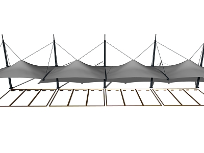 Modern tensioned film parking canopy model