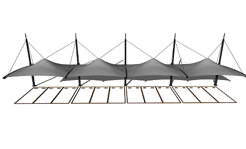 Modern tensioned film parking canopy 3d model