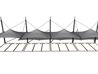 Modern tensioned film parking canopy 3d model