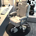 Modern Home Office Desk and Chair Set with Comfortable White Leather Chair in Cozy Workspace