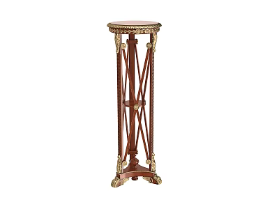 Classic Wooden Pedestal Stand with Intricate Gold Accents and Carved Design for Home Decor 3d model
