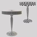 Round Dark Brown Wooden Side Table With Textured Surface Drawer And Carved Base