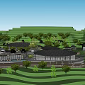 Modern Boutique Hotel Buildings With Green Lawns Trees And Water Features