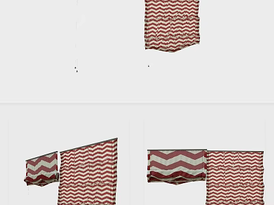 Modern Red and White Roman Shades with Zigzag Pattern for Modern Window Decoration Design 3d model