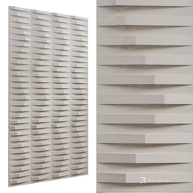 Textured 3D Wall Decor With Layered Patterns In Neutral Tones 3d model 
