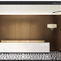 Modern Reception Desk Front Office Reception Desk Wall Lamp 3d model