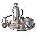 Elegant Copper Kitchenware Set With Kettle Tray Mugs And Cupcake