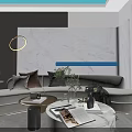 Modern Living Dining Room Interior With Sofa Coffee Table TV Decorative Plant And Soft Lighting