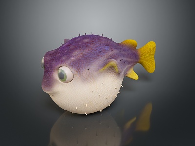 Puffer Dolphin Cartoon Puffer Dolphin Cartoon Puffer Sashimi Puffer Fish Freshwater Fish Puffer Fish 3d model