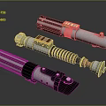 Detailed Lightsaber Hilt Models With Metallic Finish And Various Designs