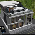 Modern Two Story Detached Villa Exterior Design With Large Glass Windows And Balcony