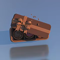 Open Chocolate Gift Box With Assorted Chocolates Bow Ribbon On Blue Background With Reflection