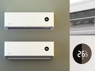 Sleek White Air Conditioner Fan With Digital Temperature Display And Grille Air Outlet 3d model