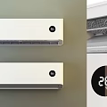 Sleek White Air Conditioner Fan With Digital Temperature Display And Grille Air Outlet