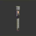 Tactical Weapon Component with Silver Metal Cylindrical Segmented Structure and Shiny Surface 3d model