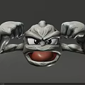 Game Movie Character With Stone Textured Muscular Arms Angry Expression And Clenched Fists Beside Head