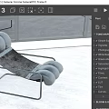 Modern Lounge Chair With Black Metal Frame And Gray Rounded Cushions By Window