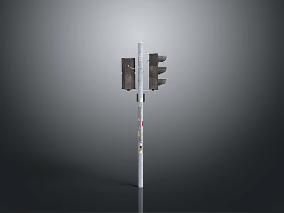 Traffic Light Structure With Signal Heads Mounted On Metal Pole 3d model