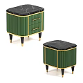 Modern Green TV Stand With Black Marble Top And Gold Accents