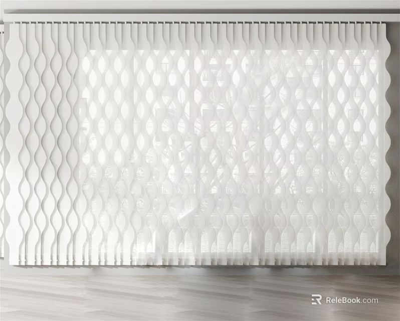 White Wavy Pattern Venetian Blinds For Window In Modern Interior With Soft Light 3d model