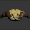 Muscular Bear Character With Yellow White Body Buff Physique And White Shorts