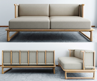 Japanese-style Combination Sofa Multi-person Sofa 3d model