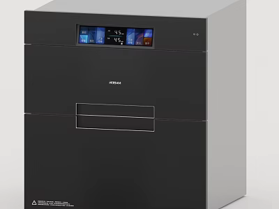 Modern Black Kitchen Appliance With Digital Display And Drawer Design 3d model