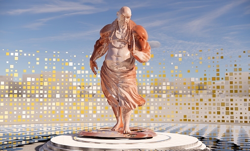 Modern City Sculpture Ruda Ruzhi Shen Shang Shuihu Figure Statue 3d model