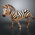Realistic Zebra With Black And White Stripes In Standing Pose On Gray Background