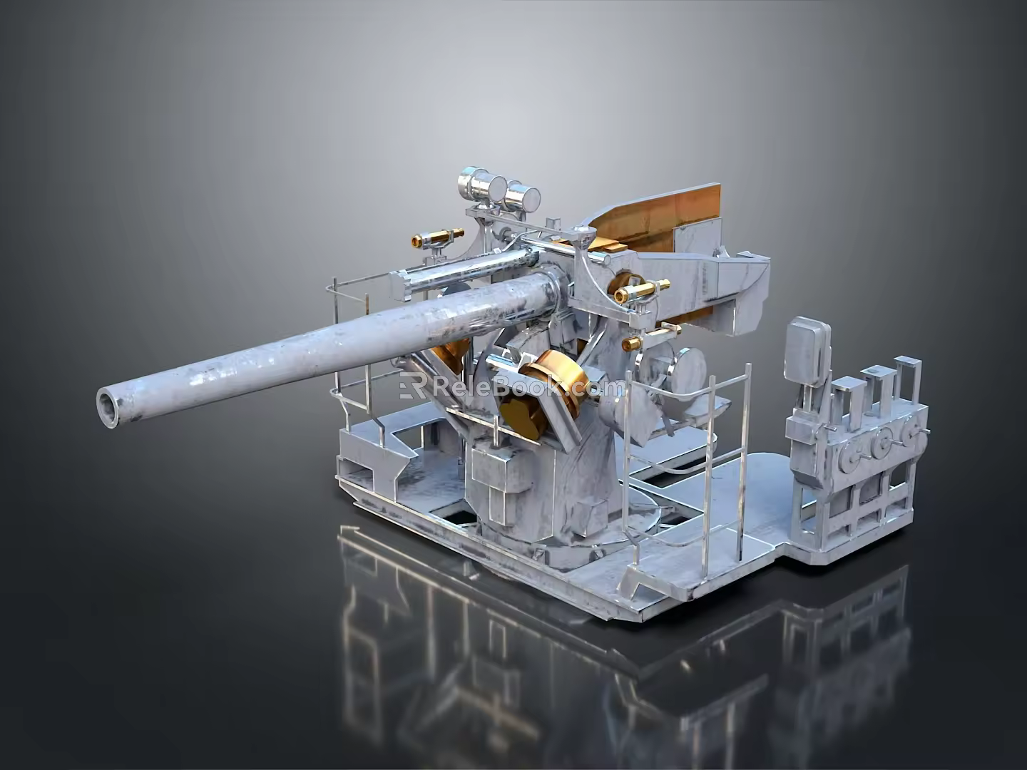 Turret Turntable Railgun Sci-fi Tower Defense Game Tower Defense Sci-fi Turret Game Turret Game Battery 3d model
