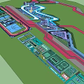 Children's Play Area Design With Colorful Slides Running Tracks And Sports Courts