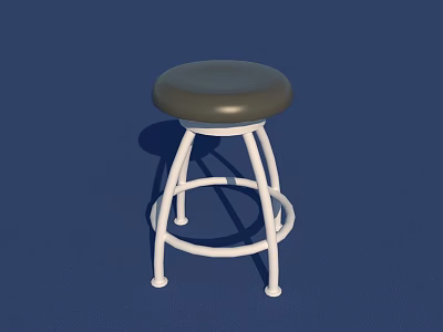 Modern Minimalist Bar Stool Featuring Gray Cushion And White Metal Frame 3d model