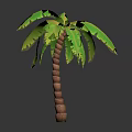 Realistic 3D Palm Tree With Green Leaves Brown Knotted Trunk Against Gray Background
