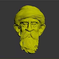 Elderly Man Character With Red Turban White Beard And Detailed 3D Digital Sculpture