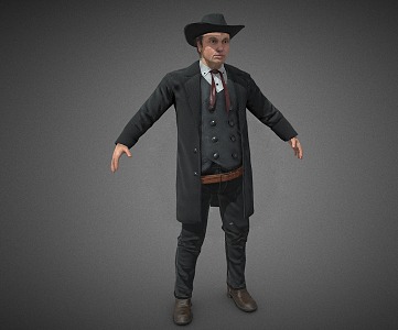 Western Denim figure man old man Denim 3d model