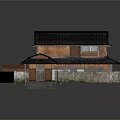 Traditional Building With Black Tile Roof Wooden Structure And Enclosure Wall Design
