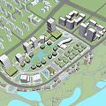 Modern Industrial Plant Layout With Green Surroundings And Road Network Facilities